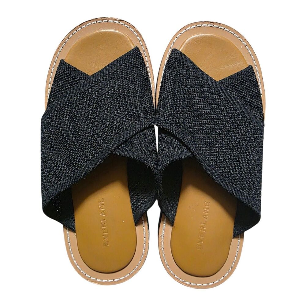 Everlane Sandal The ReKnit Form Crossover Black Brown Women Size 7 Beach Travel